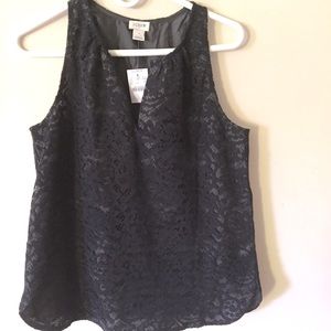 NWT J. Crew black lacy sleeveless Ladies shell